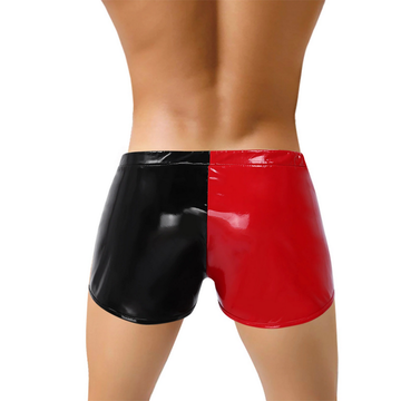 Men's Wet Look Double-Color Boxer Briefs / Male Sexy Underwear with Front Zipper - EVE's SECRETS